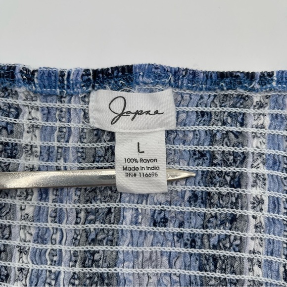 Japna Boho Sleeveless Maxi Dress Paisley Floral Smocked Large Blue White Summer - Picture 10 of 13